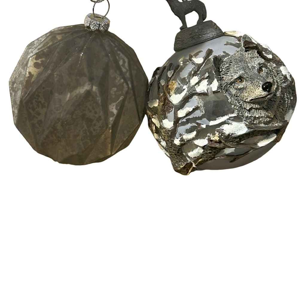 Bradford Editions Wolf Ornament (2000) + Silver Mercury Ornament (2009) Set - Picture 2 of 8
